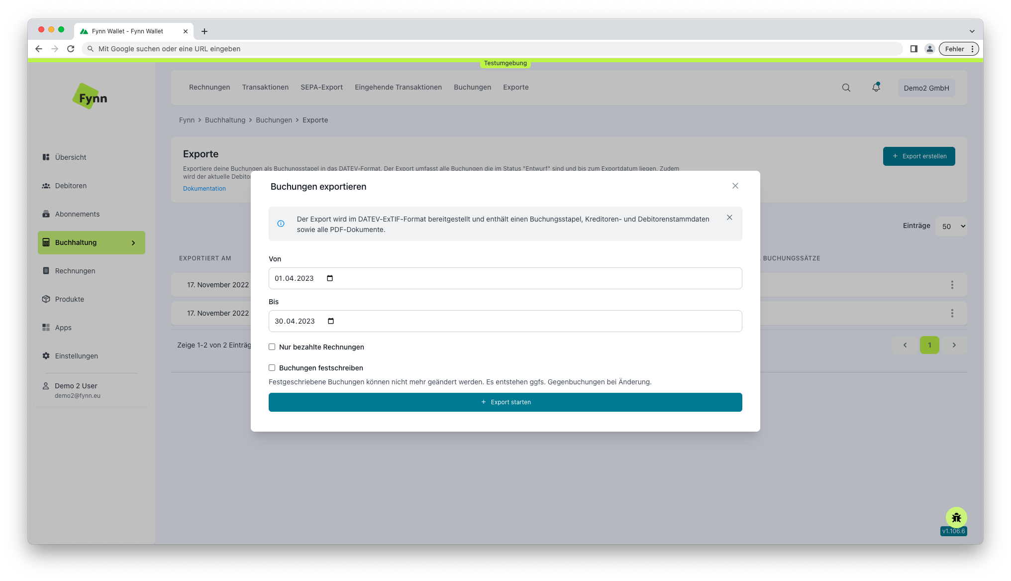 Fynn Datev Create Export