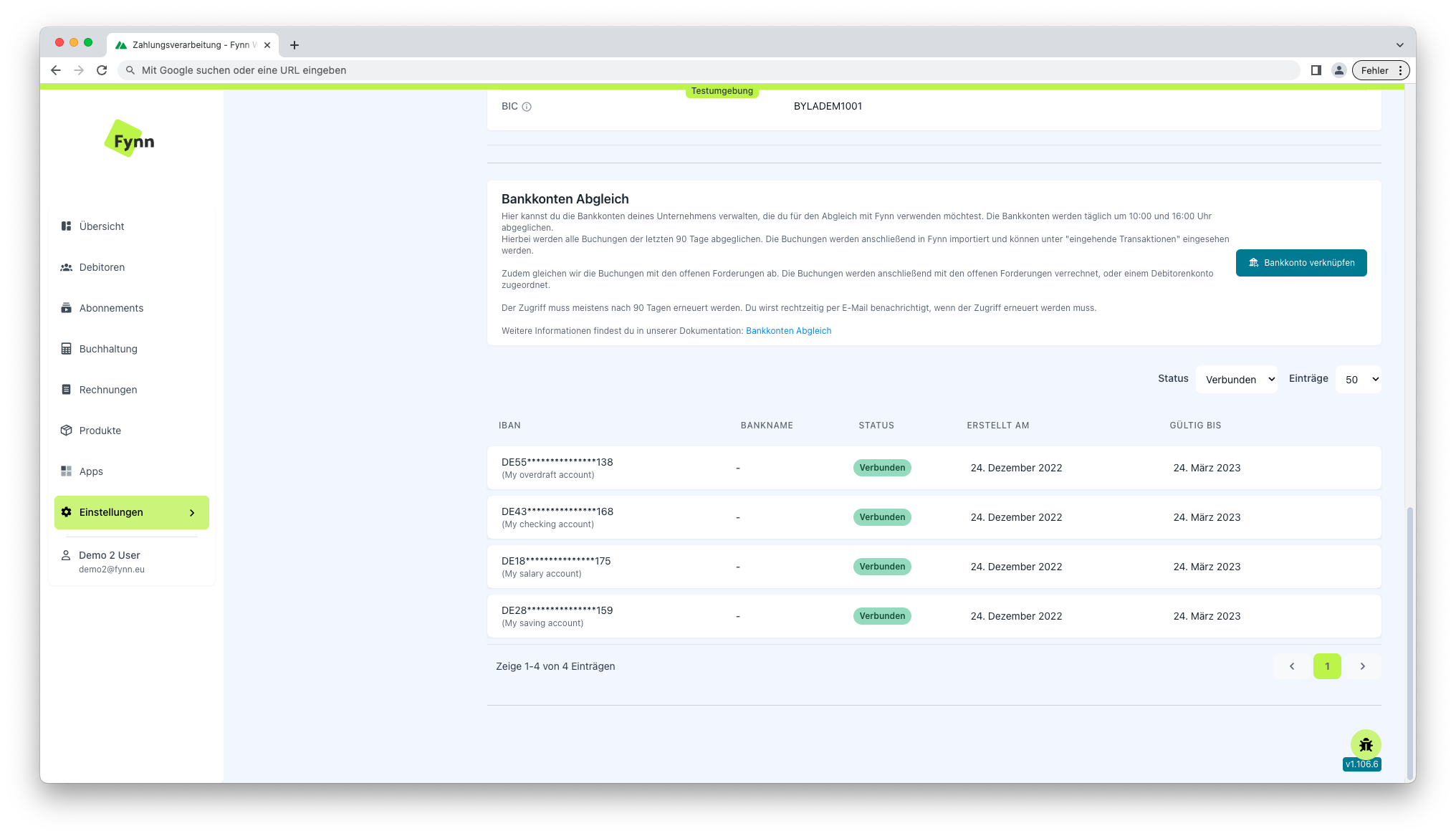 Fynn Tenant Settings Bank Transfer